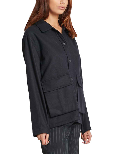 WOOD WOOD Women's Navy Wool Blend Nia Jacket $340 NWT