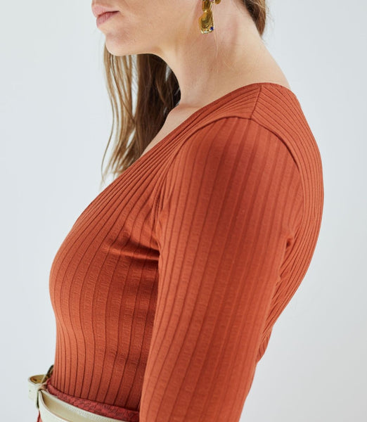 WRAY Women's Terracotta Lynn Stretch  Bodysuit Size X-Small $165 NWT