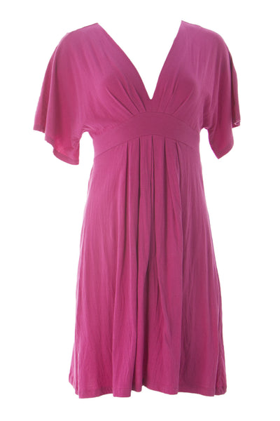 WYETH Women's V-Neck Tie Back Short Sleeve A-Line Dress X-Small Magenta