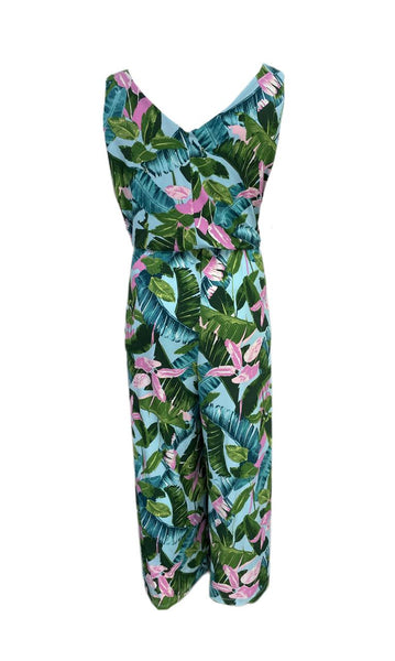 GILI Women's Plus Petite Green Flower Print Jumpsuit Size 3XP NWOT