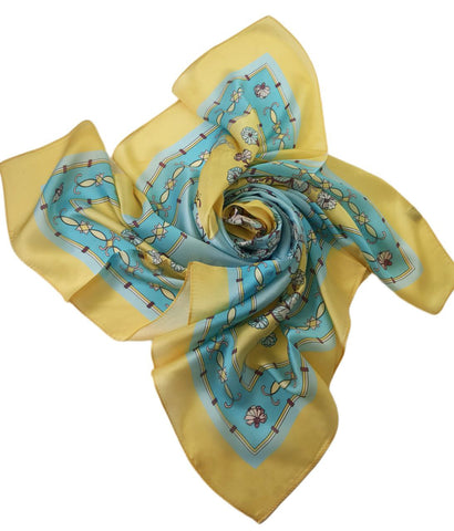 POPINJAY Women's Yellow Silk Handmade Scarf #BX1 44'x41' One Size NWT