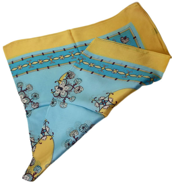POPINJAY Women's Yellow Silk Handmade Scarf #BX1 44'x41' One Size NWT