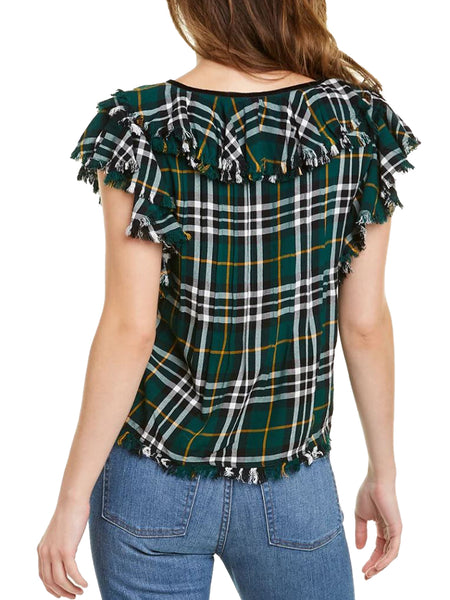 Faherty Women's Yosepha Top Small Ivy Plaid