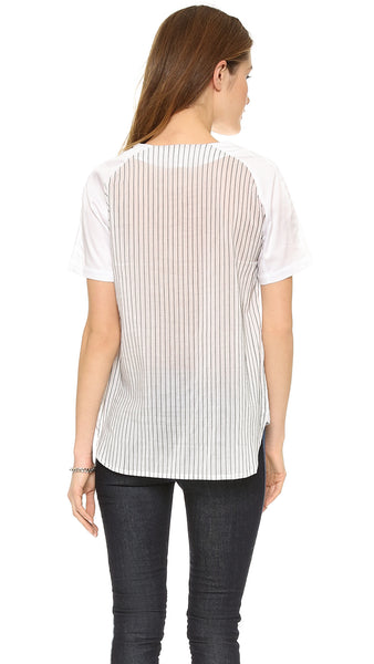 SURFACE TO AIR Women's Pinstripe Hi-Low Yuni Top Sz 38 $240 NEW