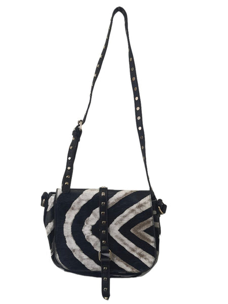URBAN ORIGINALS Women's Black Vegan Leather Zebra Messenger Bag #ZB1 NWT