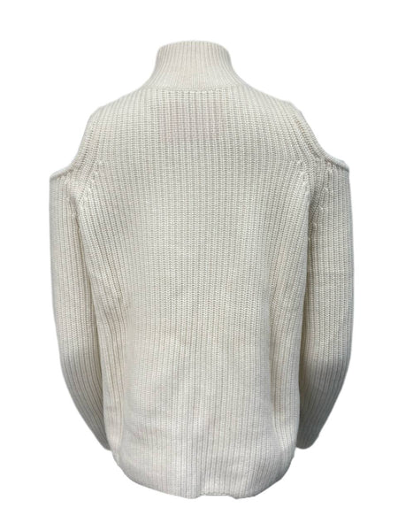 ZOE JORDAN Women's White Cashmere Wool Cutout Sleeve Sweater Size M/L NWOT