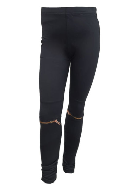 TEREZ Girl's Black Knee Zippers Leggings #39001617 Large NWT