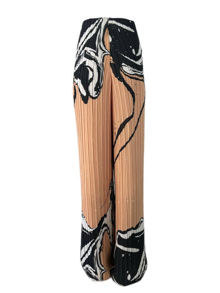 SOLACE London Nude Print Zoya Wide Leg Trousers Size US 4 NWT