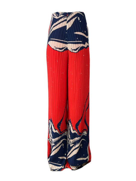 SOLACE London Red Zoya Wide Leg Trousers Size US 4 NWT