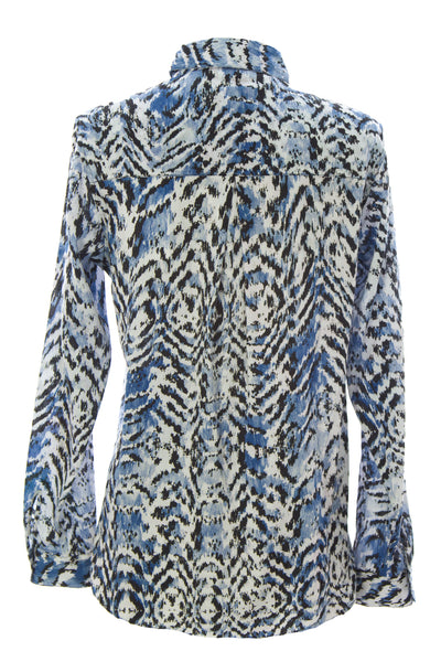 SURFACE TO AIR Women's Blue Tiger Zulu Shirt $295 NEW