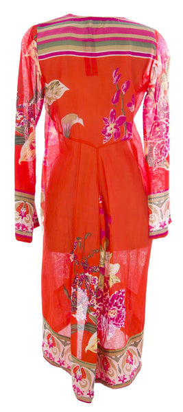 NAILA Women's Orange Sequin Adorned Floral Dress ANANDA $130 NEW