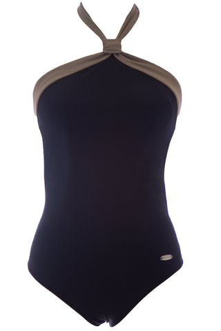 GIORGIO ARMANI Women's Black & Taupe One-Piece Swimsuit 140418 $1,295 NWT