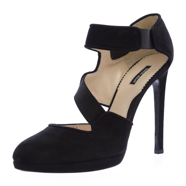 GIORGIO ARMANI Black Closed Toe Ankle Strap Pumps XGDI03 $885 NEW