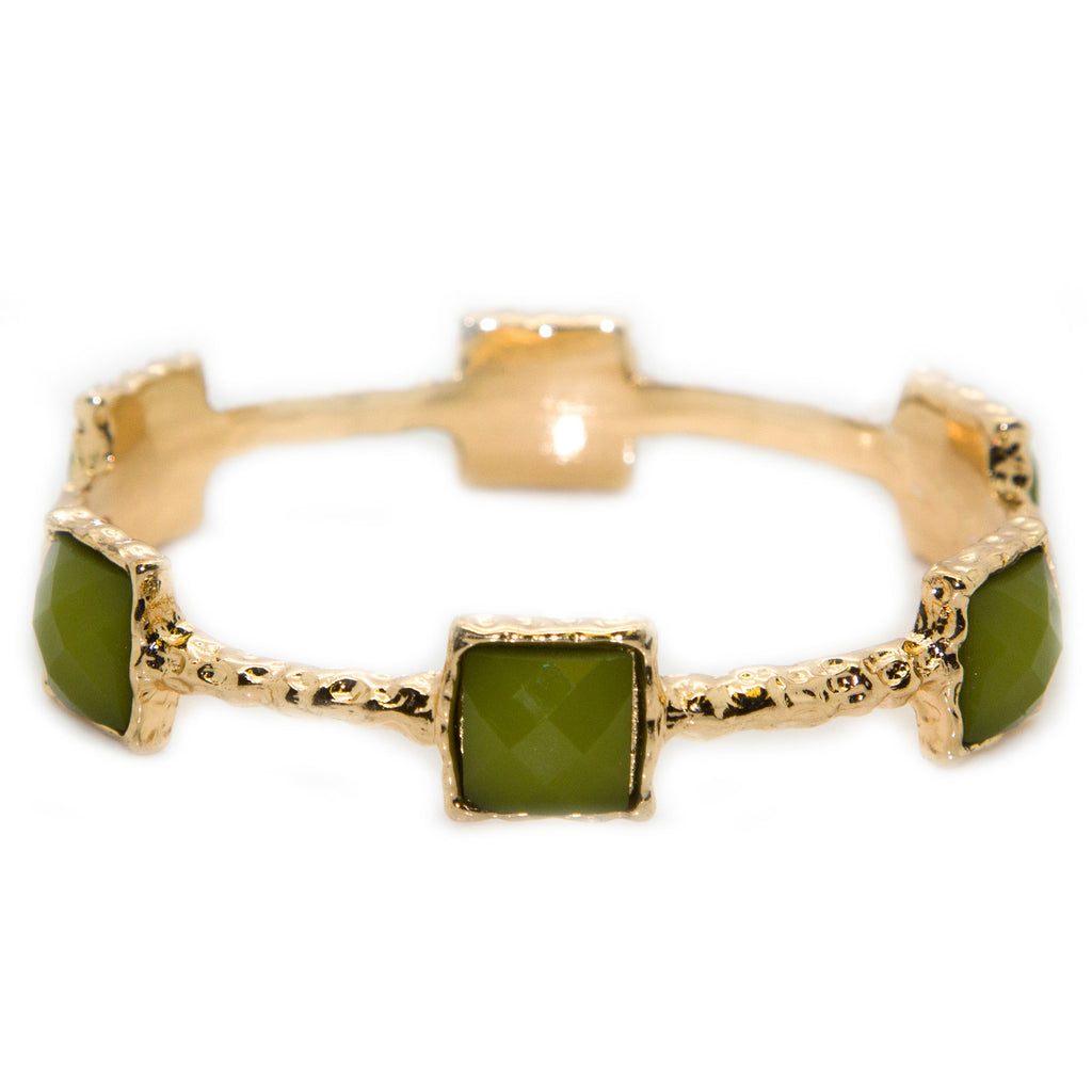 Chamak by Priya Kakkar Women's Textured Jeweled Bangle Bracelet Green & Gold