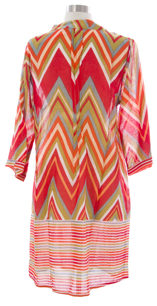 NAILA Women's Orange Multi Chevron Beach Shirt BAIA $130 NEW