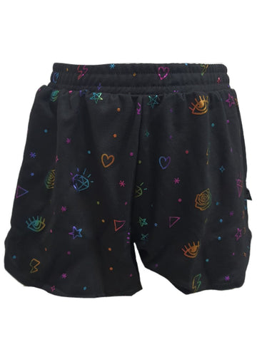 TEREZ Girl's Black Rainbow Foil Shorts #12068710 NWT