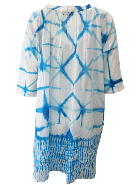 ST. ROCHE Women's White Cotton Tie Dye Donna Shirt Dress #32S15 NWT