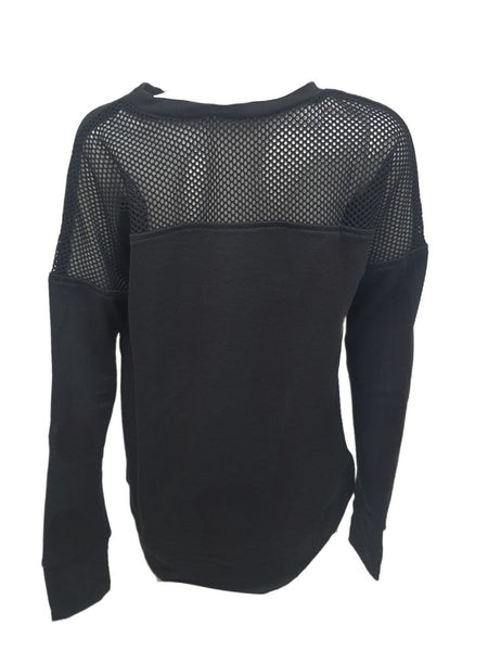 TEREZ Girl's Black Fishnet Insert Sweatshirt #12428234 Large NWT
