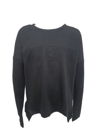 TEREZ Girl's Black Fishnet Insert Sweatshirt #12428234 Large NWT