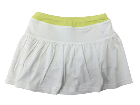 Boast Girl's White/Sunny Lime Gathered Tennis Skirt $35 NEW