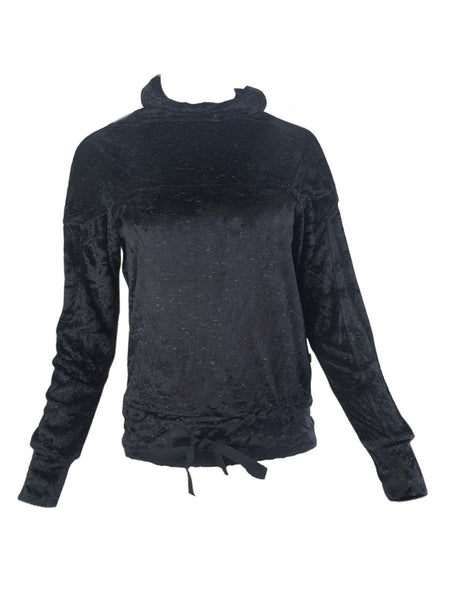 TEREZ Women's Black Velour Sweatshirt #22607803 NWT