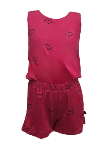 TEREZ Girl's Pink Outline Hearts Jumpsuit #14118713 NWT