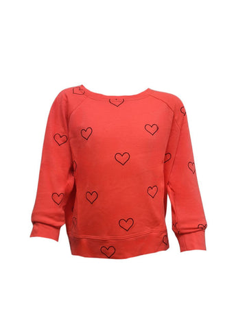 TEREZ Girl's Pink Outline Hearts Sweatshirt #12738730 NWT