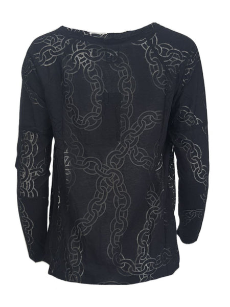 TEREZ Women's Black Chain Burnout Shirt #22157722 NWT