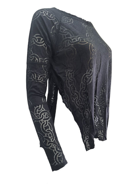 TEREZ Women's Black Chain Burnout Shirt #22157722 NWT