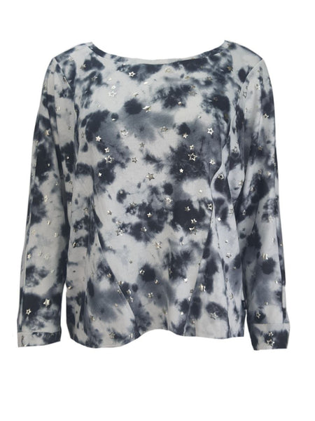 TEREZ Women's Multicolor Star Foil Sweatshirt #24848585 Large NWT