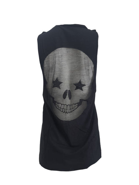 TEREZ Women's Black Starry Eyed Skull Tank #22557786 NWT