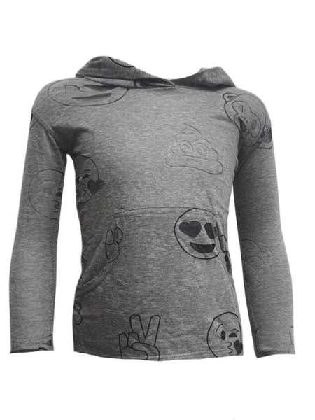 TEREZ Girl's Grey Emoji Hoodie #38603800 Medium NWT