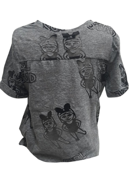 TEREZ Girl's Grey Emoji Shirt #11067725 Small NWT