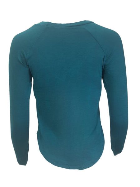 TEREZ Women's Turquoise Rayon Long Sleeve Shirt #38701994 Large NWT