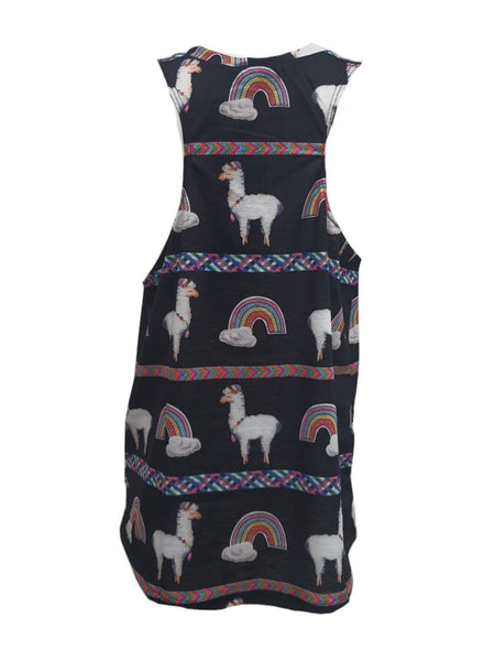 TEREZ Girl's Black Llama Dreams Tank #507017977 Large NWT