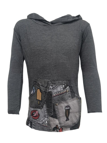 TEREZ Girl's Grey Patch Pockets Hoodie #39301938 NWT