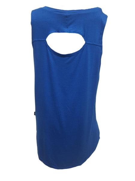 TEREZ Girl's Blue Open Back Tank Shirt #11567917 Large NWT