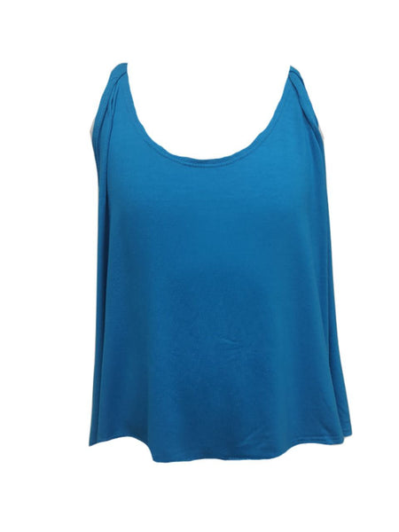TEREZ Girl's Blue Twist Strap Tank #49301549 Small NWT