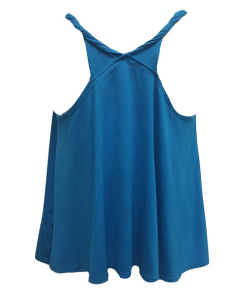 TEREZ Girl's Blue Twist Strap Tank #49301549 Small NWT