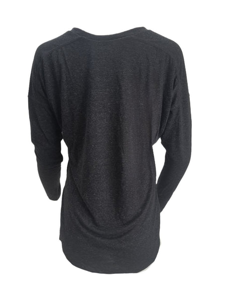 TEREZ Women's Grey Poly Linen Knub Long Sleeve Shirt #23738320 NWT