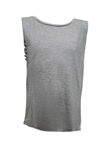 TEREZ Girl's Grey Heathered Round Neck Tank #48501544 Medium NWT