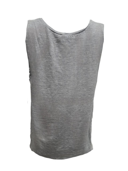 TEREZ Girl's Grey Heathered Round Neck Tank #48501544 Medium NWT