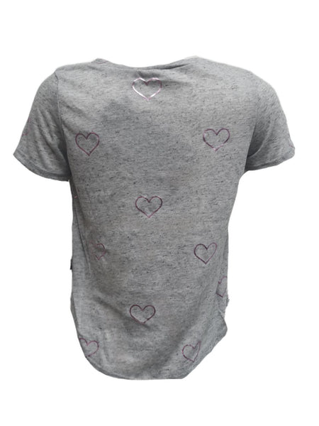 TEREZ Girl's Grey Outline Hearts T-Shirt #32878490 Large NWT