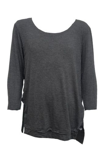 TEREZ Girl's Grey Long Sleeve Round Neck Shirt #1100545 NWT