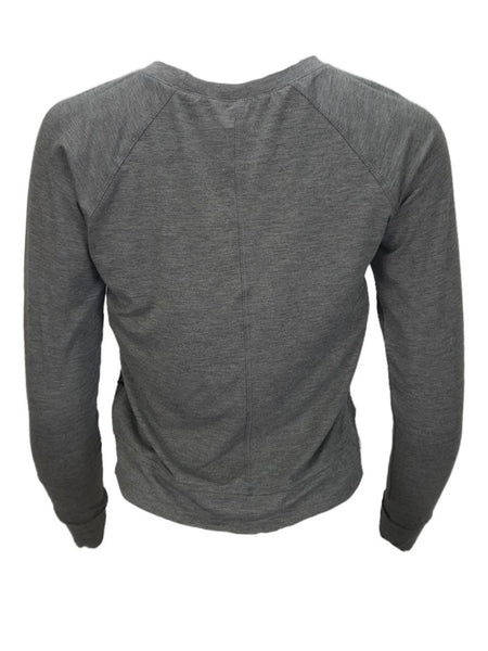 TEREZ Women's Grey Slitted Long Sleeve Shirt #12528026 Large NWT