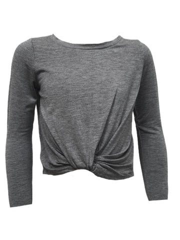 TEREZ Girl's Grey Short Long Sleeve Shirt #33398026 Large NWT