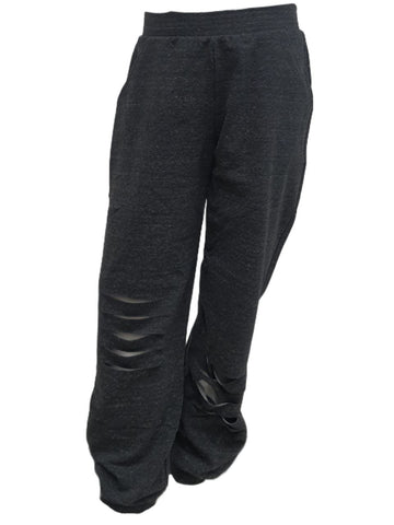 TEREZ Girl's Grey Stretchy Ripped Pants #11137785 Medium NWT