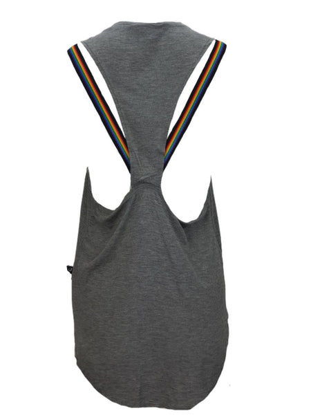 TEREZ Women's Grey Rainbow Tank Shirt #2326544 Large NWT