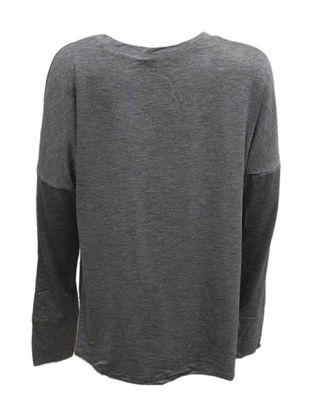 TEREZ Girl's Grey Bow Long Sleeve Shirt #12628026 Large NWT