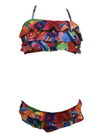 TEREZ Girl's Multicolor Candy Collage 2 Piece Bikini Set #66037926 NWT